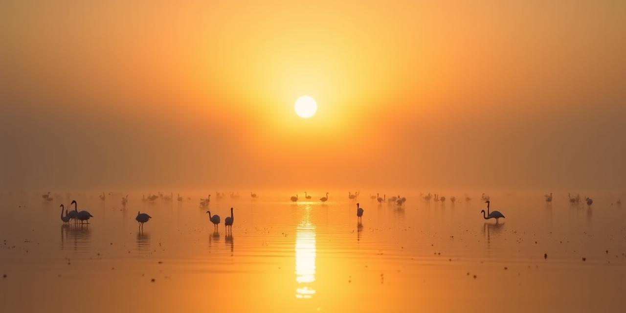 Paisaje de humedales al amanecer en España